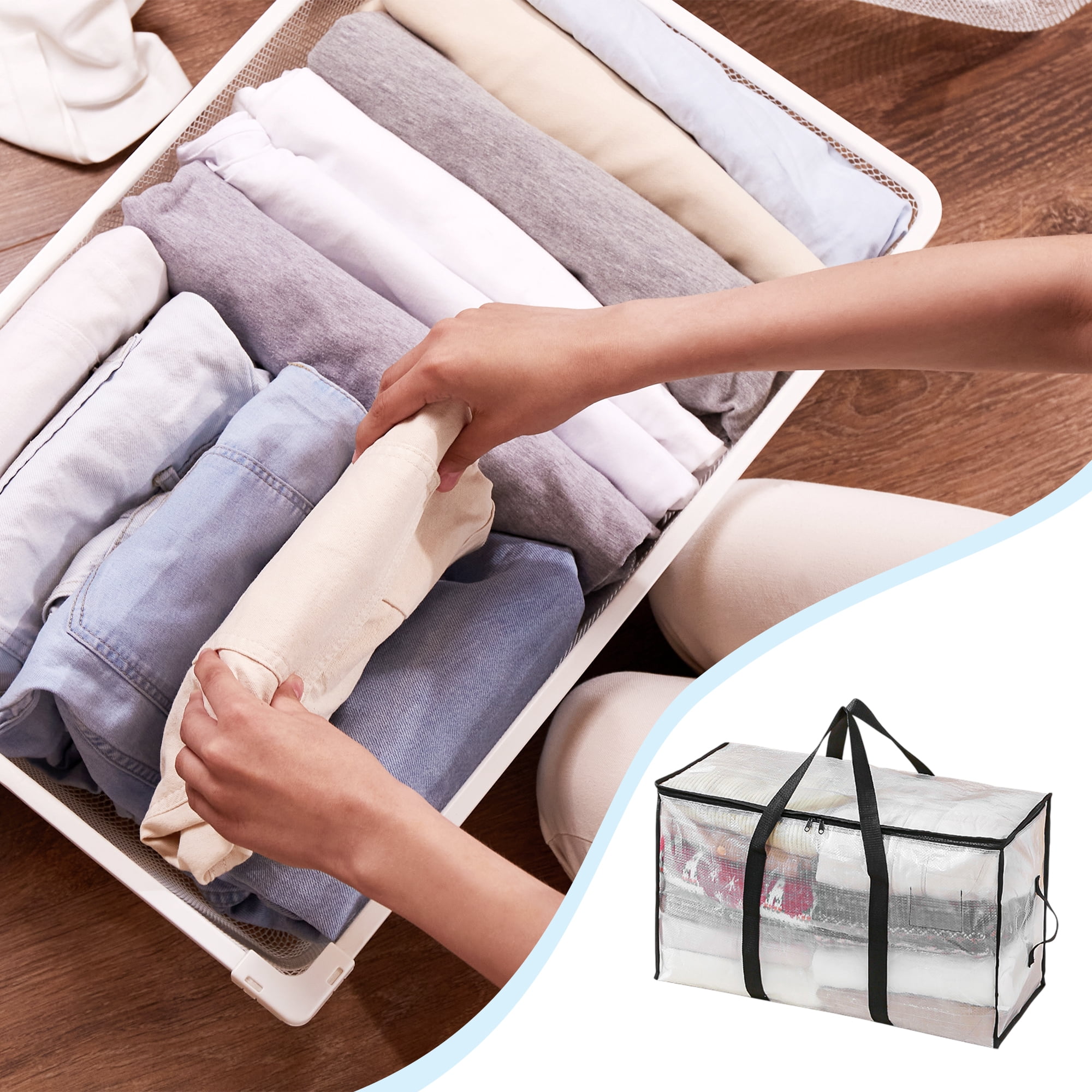 Unique Bargains Durable Storage Bag Storage Bins for Storaging 1Pc Clear Size S