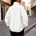 thumbnail image 4 of vdgthytj Sweatshirts for Women Long Sleeve Lapel Collar Quarter Zip Oversized Drop Shoulder Fashion Fall Athleisure Pullover Tops with Pocket(X-Large,White), 4 of 7