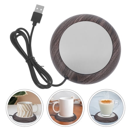 OULII Reusable USB Mug Warmer Brown Metal Cup Mat for Winter Desk Use