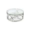 thumbnail image 3 of Pemberly Row Contemporary Metal Round Coffee Table with Glass in Silver, 3 of 4