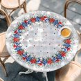 thumbnail image 2 of 4th of July Round Tablecloth, Fitted Table Cover with Elastic for 36"-44" Round Tables, Blue Red Independence Day Table Cloth Outdoor Indoor Dinning Party Waterproof Tablecloths, 2 of 7