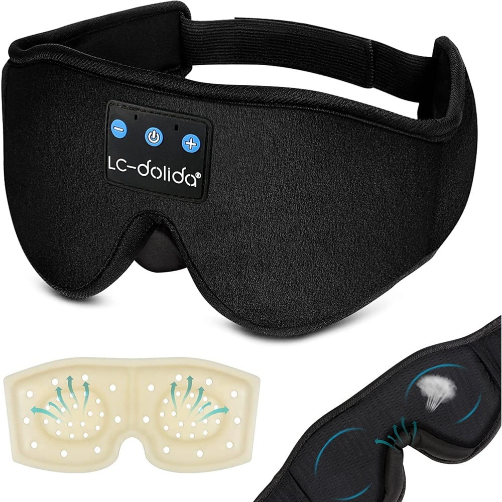 LCdolida Sleeping Headphones, Breathable 3D Sleep Mask Wireless Music