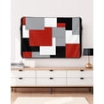 thumbnail image 3 of Outdoor TV Cover 60 to 65 Inch Weatherproof, Red Grey Color Block Waterproof TV Screen Protector for Outside Decor with Zipper and Pocket 58"L x 37"H , Abstract Modern Geometric Black White, 3 of 7