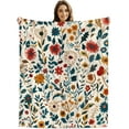 thumbnail image 6 of Boho Floral Blanket Throw, Pink Flowers Throw Blanket Gift for Adults Men Women, Soft Lightweight Flannel Fabric, Washable No-Pilling, 60x80 inches, 6 of 6