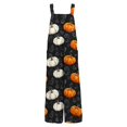 thumbnail image 5 of Women's Halloween Jumpsuits Spiderweb Witch Hat Halter Backless Horror Rompers Bat Castle Sleeveless Funny Overalls, L, 5 of 5