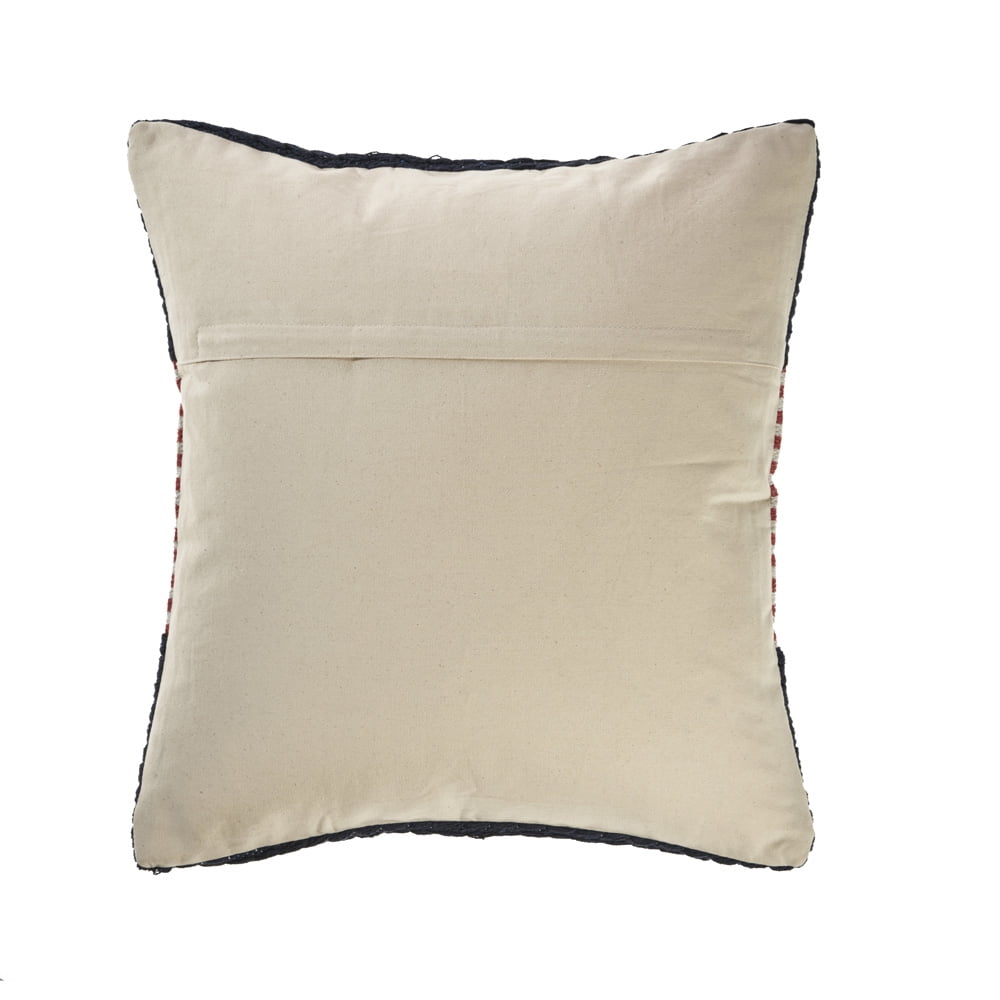 Ox Bay 20" x 20" Hand-Woven Blue/ Red Stripe Cotton Blend Pillow Cover
