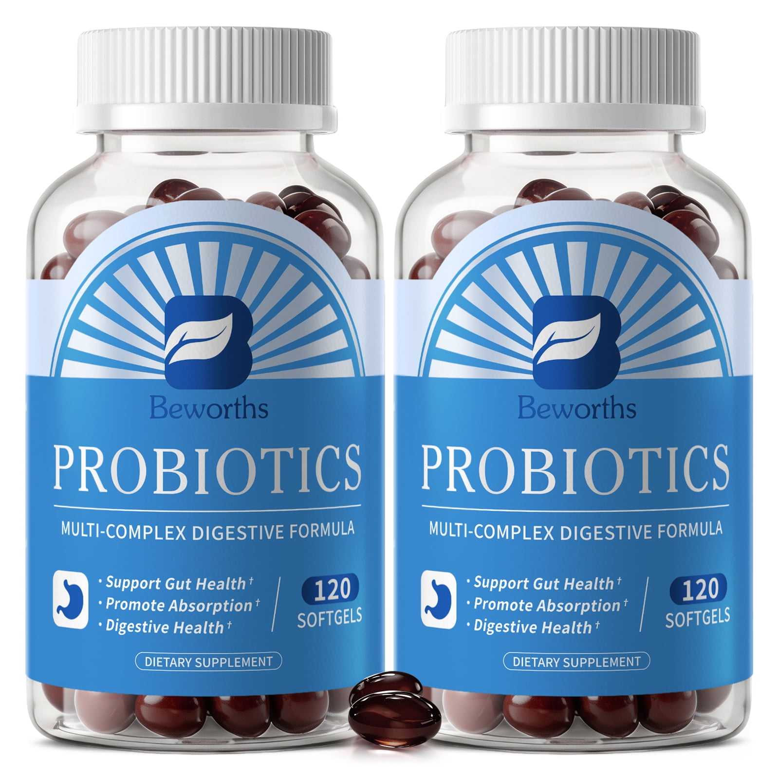(2 Pack) Probiotics Supplement, Multi-Complex Digestive Formula with Cranberry Extract, Supports Gut Health & Immune, 240 Softgels