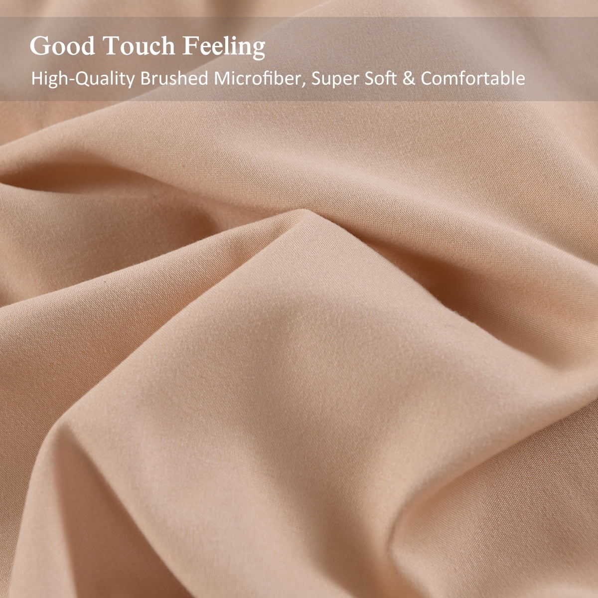 JML Bedding King Bed Sheets Set - 6 Piece Bedding - Brushed Microfiber 100% Polyester - Shrinkage and Fade Resistant - Easy Care (King, Beige)