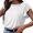 White, variant on QASIEATN Trendy Essentials Clothing for Women: Delicate Casual Sleeve T Shirt Neck Loose Fit Solid Color Summer Top Fall Fashion Outfits for Women