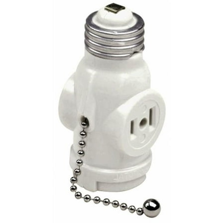 

660 Watt White Pull Chain Socket & Outlet Adapter