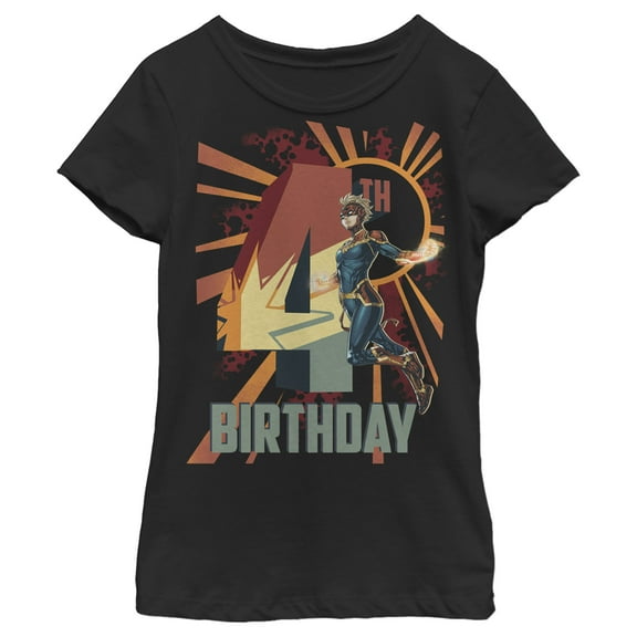 Girl's Marvel Carol Danvers 4th Birthday Graphic T-Shirt