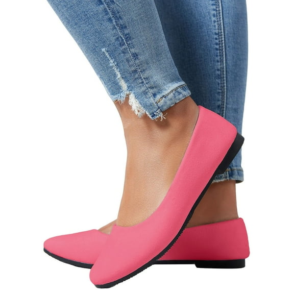 Womens Ballet Flats 2025 Fashion Casual Spring Pink Suede Pointed Toe Slip on Dress Walking Shoes for Ladies