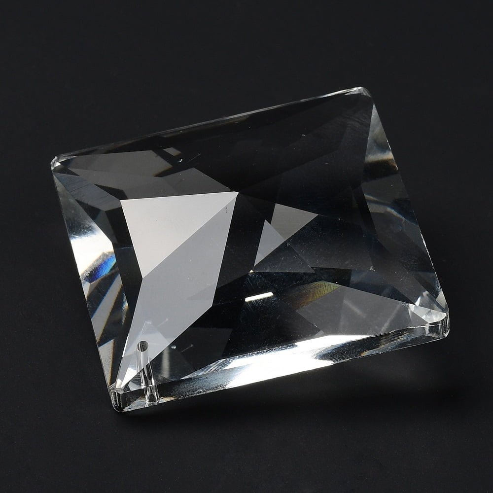 10 pc Transparent Glass Pendants Faceted Rhombus for Chandelier Hanging Pendants Clear 69x69x22mm Hole: 1.8mm