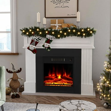 Oneinmil 43" Electric Fireplace with Mantel, White Finish