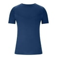 thumbnail image 5 of T-shirts for Men Short Sleeved Round Neck Sports Ice Silk Solid Color Casual Breathable T-shirt Dark Blue XXL, 5 of 6