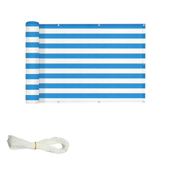 Ideaworks Deck & Fence Privacy Screen, Blue and White Stripes, 15'x3'