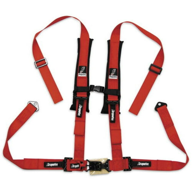 Dragonfire Adult H Style 4-Point 2" Buckle Harness Restraints - Red/One Size H-Style
