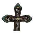 thumbnail image 4 of Rustic Western Cowboy Diamond Teardrop Crystals Tooled Leather Wall Cross Plaque, 4 of 10