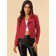 thumbnail image 3 of Chaquecorde mujer Soft Moto Zip Up Pockets Chaquetas de motociclisde gamusintétirojo M, 3 of 6