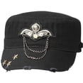 thumbnail image 1 of Sakkas Distressed Military Cadet Cap - Black - One Size, 1 of 1