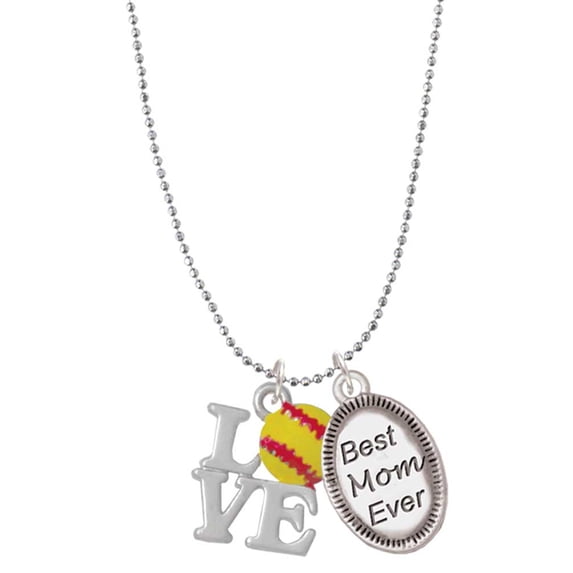 Delight Jewelry Love with Softball Best Mom Ever Charm Necklace