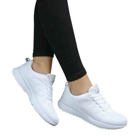 

nsendm 1 Sneakers for Women Flat Running Round Mesh Casual Cross Straps Shoes Fashion Women Dudes Sneakers for Women Technicalsportshoe White 7
