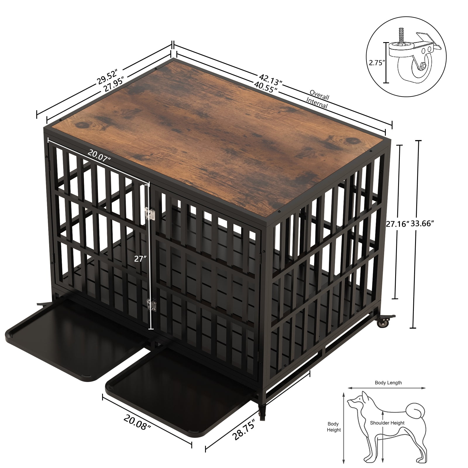 Heavy Duty Dog Crate 42 Inch Dog Crate Furniture for Medium Large