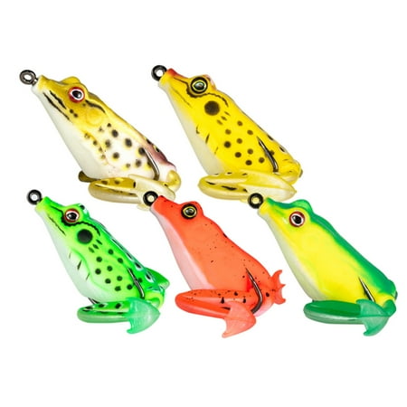 BESTSKY Frog Lures Simulation Soft Fishing Lure Bionic Soft Bait Set Double Hook For Fishing and Anglers 5PCS