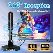 RidaaFri TV Antenna Indoor/Outdoor, HD Digital Antenna for Smart TV and Older TV’s, Support 4K/1080p/VHF/UHF Free Local Channels with 16FT Long Coax Cable