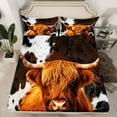 thumbnail image 2 of Castle Fairy Kids Teens Western Highland Cattle Twin Sheet Sets 3pcs,Farmhouse Cow Print Twin Fitted Sheet Microfiber,Vintage Aesthetic Breathable Flat Sheet,Super Cozy Room Decor, 2 of 7