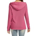 thumbnail image 5 of Mohiass Hoodies for Women Trendy Waffle Knit Button Oversized Sweatshirt Hooded Loose Fit V Neck Long Sleeve Fall Clothes Hot Pink 2XL, 5 of 6