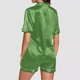 thumbnail image 6 of siminsem Ruffled Satin Pajama Set for Women Button Down 2 Piece Shorts Sleepwear Silky Notch Collar Pjs Loungewear Breathable Comfy Summer Nightwear Gift for Her, O,XXL, 6 of 6