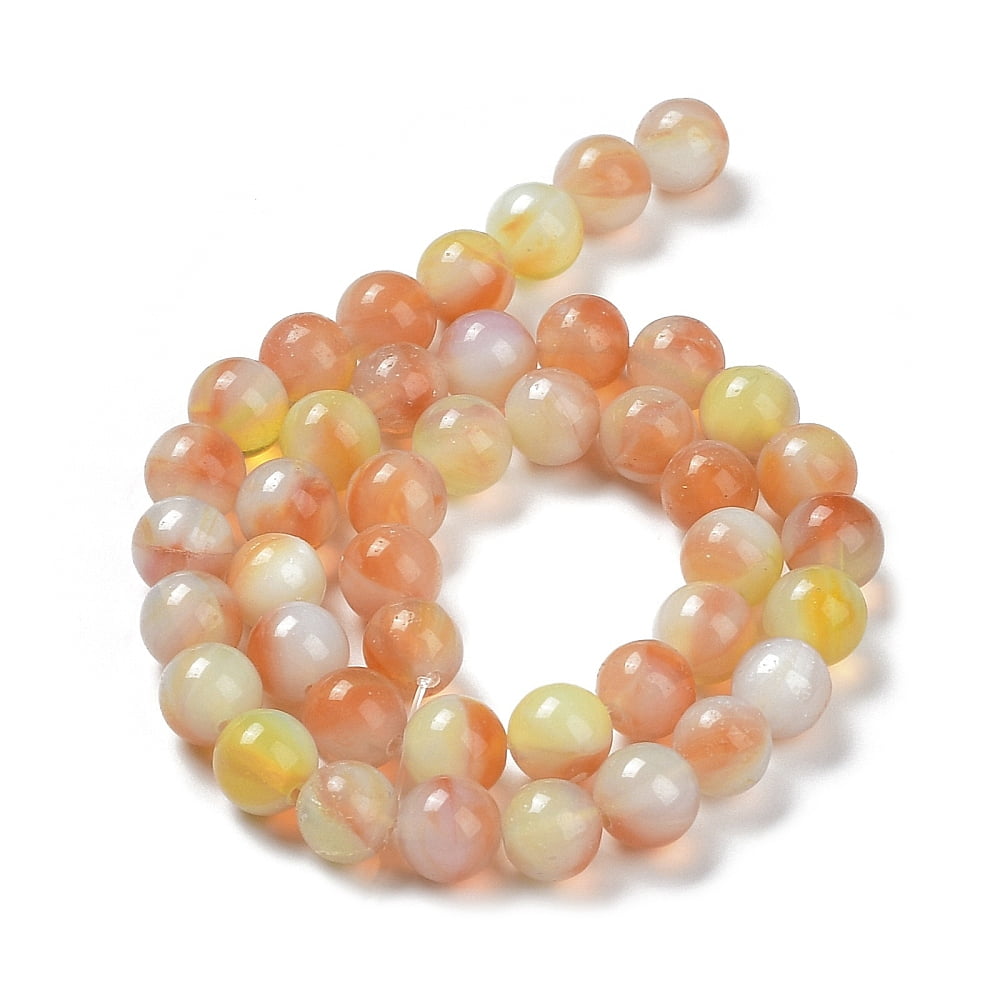 Glass Round Beads Strands Imitation Stones Round Sandy Brown 8~8.5x8mm Hole: 1mm about 46~52pcs/strand 14.17''~15.35''(36~39cm)