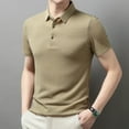 thumbnail image 4 of Men's Shirts Advanced Sense Lapel Short Sleeve Casual Business Ice Silk Top Comfortable Breathable Stylish T-Shirt Men's Tops T-Shirt Casual Crew Neck Loose, 4 of 6