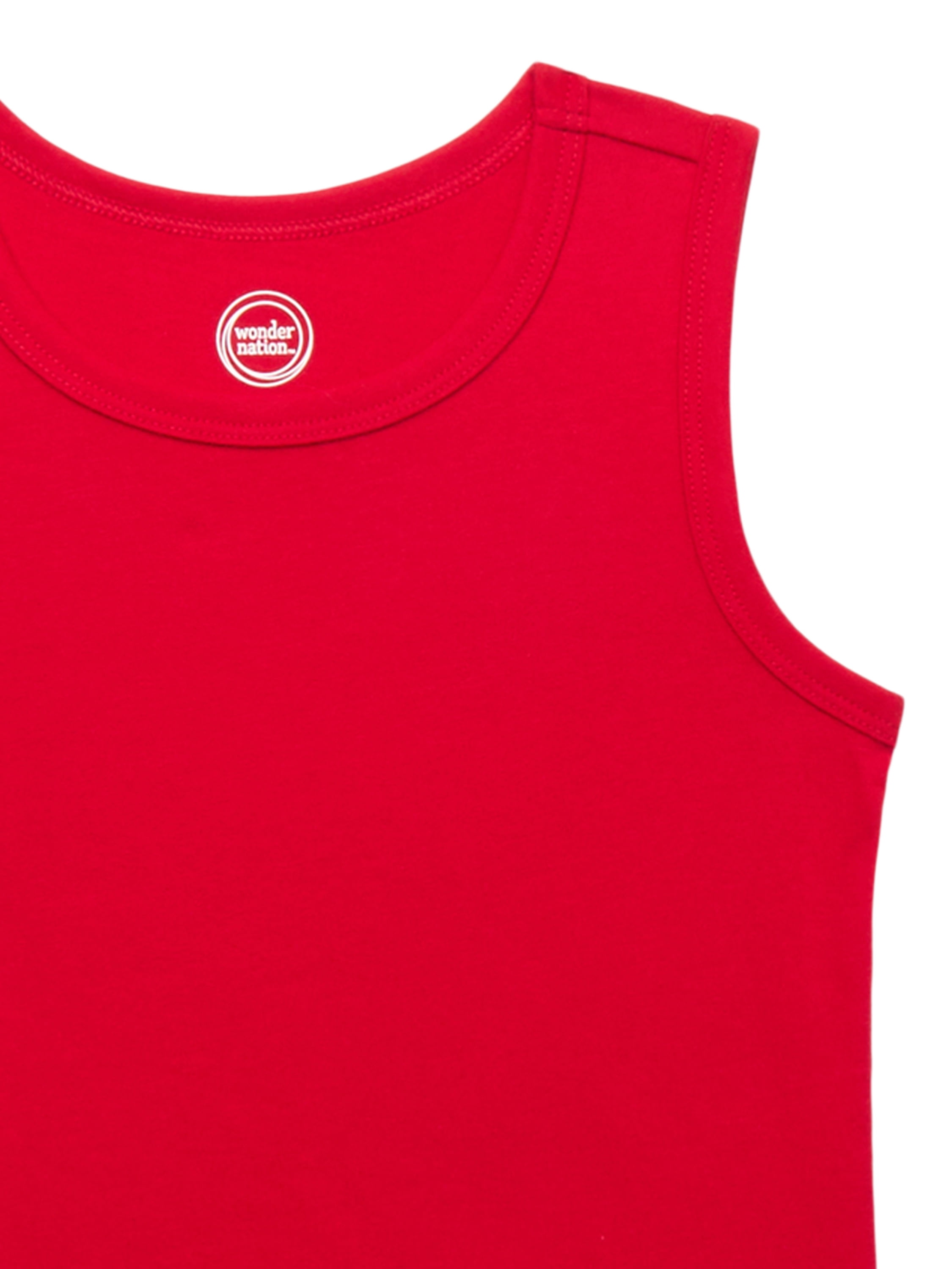 Wonder Nation Boys' Kid Tough Tank Top, 5 Pack, Sizes XS-XXL & Husky