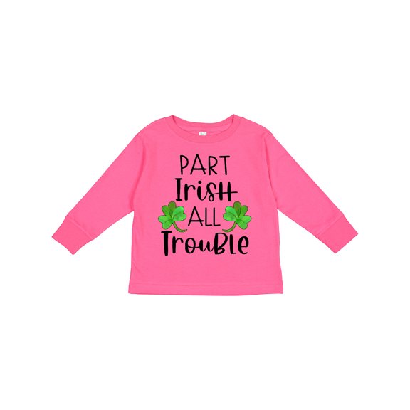 Inktastic Part Irish All Trouble St. Patrick's Day with Green Clovers Boys or Girls Long Sleeve Toddler T-Shirt