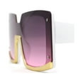 thumbnail image 3 of Womens Bottom Half Rim Trim Shield Mod Rectangle Fashion Sunglasses White Purple, 3 of 4