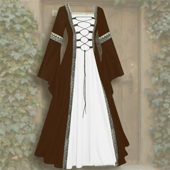 EGNMCR Renaissance Dress Women Plus Size Gothic Dress Gown Medieval Dress Retro Gown