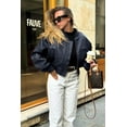 thumbnail image 2 of Womens Faux Leather Bomber Jackets Baseball Collar Zip Up Cropped Biker Coat with Pockets, 2 of 7
