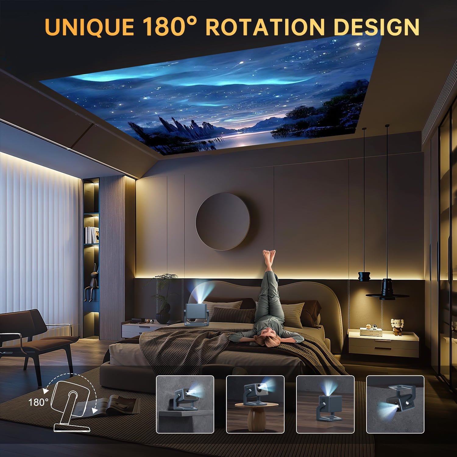 Projector with 5G WiFi and Bluetooth, Native 1080P Projector, Full HD 18000LM Movie Projector, 150" Display Support 4k Home Theater, Compatible with Phone/Laptop/TV Stick