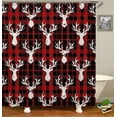 thumbnail image 3 of 4PCS Camo Deer Shower Curtain Set, Camouflage American Flag Elk Moose Woodland Forest Animal Wildlife Hunting Lodge Cabin Country Rustic Farmhouse Men Bathroom Decor, Non-Slip Bath Mat, 3 of 7
