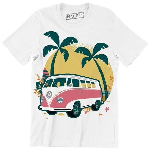 Van With Background Of Palm Trees And Summer Landscape Men's T-Shirt
