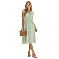 thumbnail image 1 of Vestido con Cuello en V y Mangas Abullonadas Verde Talla S, 1 of 10