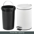 thumbnail image 6 of mDesign  3-Liter Round Metal Step Trash Can, Liner/Handle - White, 6 of 8
