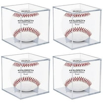 4 Pcs Baseball Display Case, UV Protected Acrylic Cube Baseball Holder Square Clear Box, Memorabilia Autograph Display Ball, Protect Display Storage Sports Official Baseball Autograph Display Case