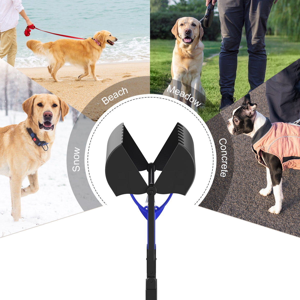 Dog Pooper Scooper With Long Handle, 23.6"/60c Easy Squeeze Trigger Jubo Jaws Dog Poop Scoop