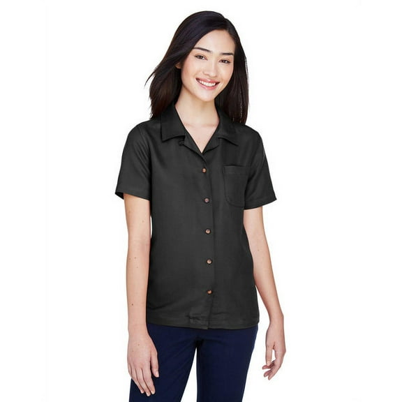 Ladies' Cabana Breeze Camp Shirt - BLACK - 2XL