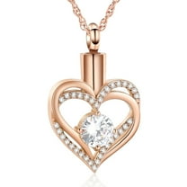 Cremation Jewelry Heart Urn Necklace for Ashes for Women Gilrs Memorial Keepsake Birthstone Pendant