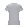 thumbnail image 3 of VSSSJ Women's Short Sleeve Tops Stretch Slim Fit Crew Neck Ribbed Knit Tee Basic Solid Color Breathable Summer Shirts Gray L, 3 of 6
