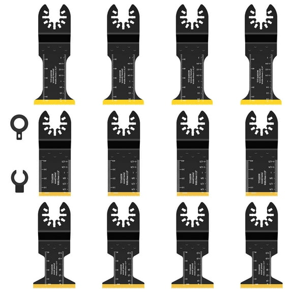 12Pcs Titanium Bimetal Oscillating Saw Blade Set Precise Oscillating Multi Tool Blade for Cutting Soft Metal Wood Nail
